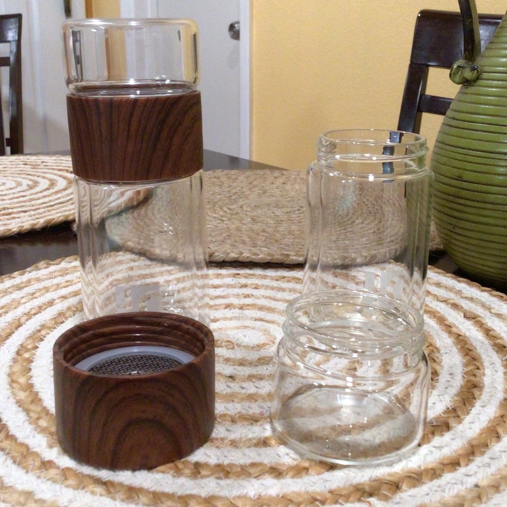 Two Water Bottle Tea Cup Double Insulated Glass Tea Infuser